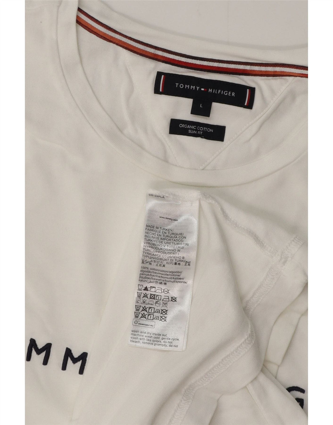 TOMMY HILFIGER Tricou grafic Slim Fit pentru bărbați Top mare din bumbac alb