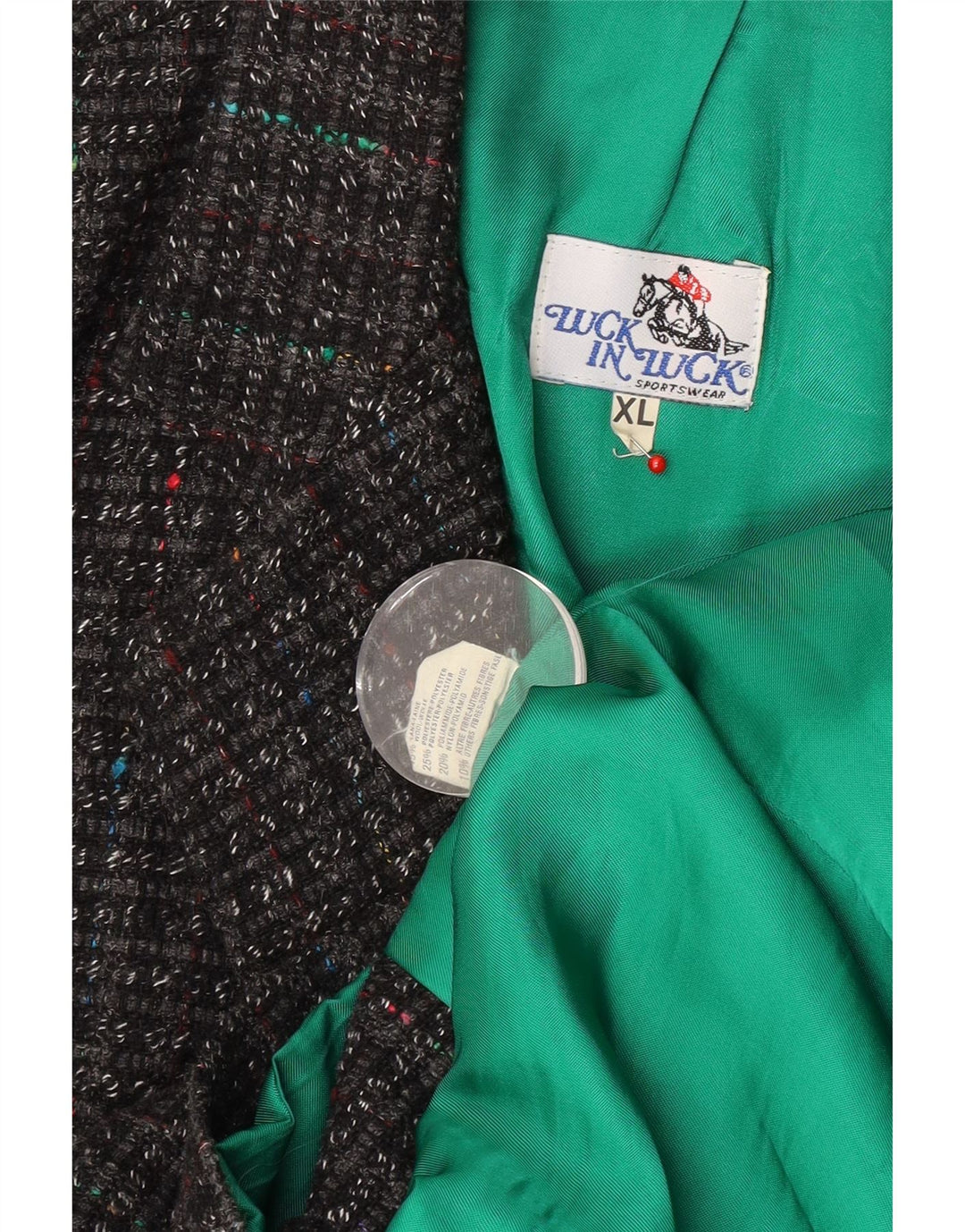 Luck in Luck jachetă pentru bărbați cu 3 nasturi, UK 42 XL, lână gri cu pete