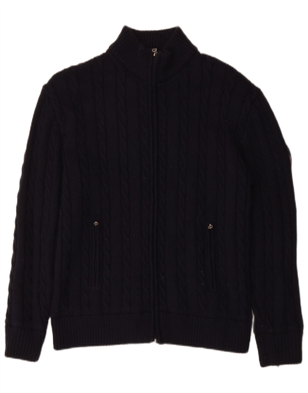 Pulover cardigan pentru bărbați VINTAGE, lână merinos, albastru mare