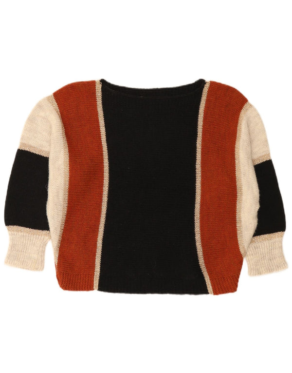 Pulover vintage pentru femei cu gât de barcă UK 16 mare multicolor