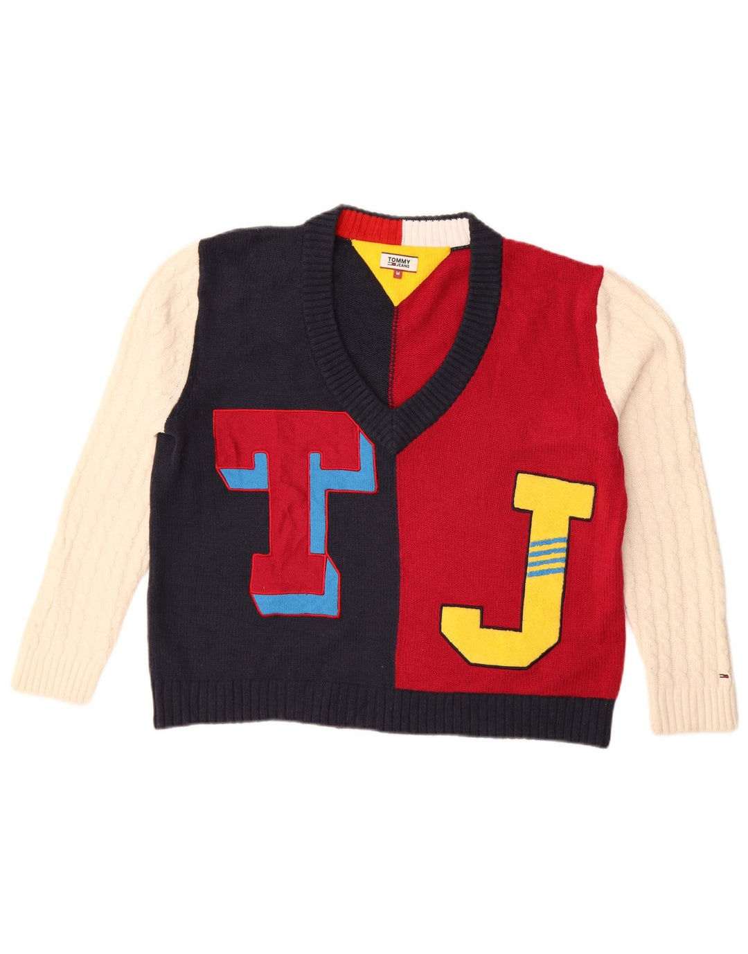 Pulover cu decolteu în V cu grafic pentru femei Tommy Hilfiger UK 14 Medium Multicolor