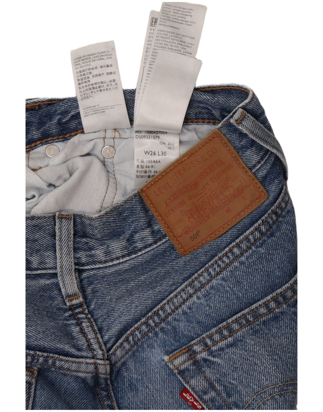 Blugi drepti pentru femei Levi's 501 W26 L30 Bumbac albastru