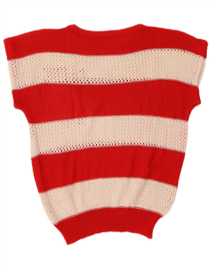 VINTAGE Pulover crop pentru femei cu decolteu triplu UK 14 Medium Multicolor