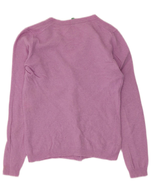 Pulover cardigan pentru femei Benetton UK 10 mic, roz, lână virgină