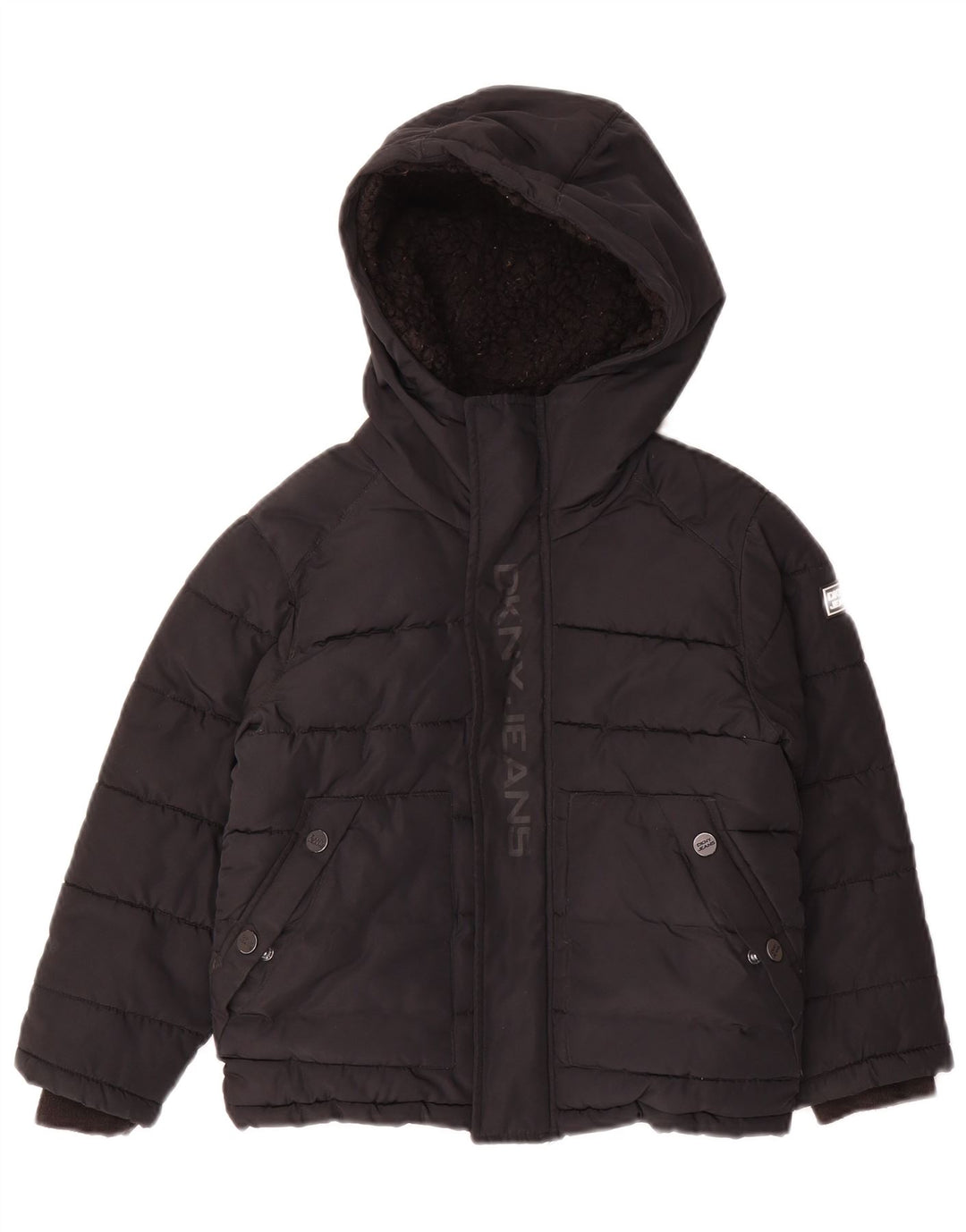 Dkny Boys Jachetă căptușită cu glugă grafică 5-6 ani poliester negru
