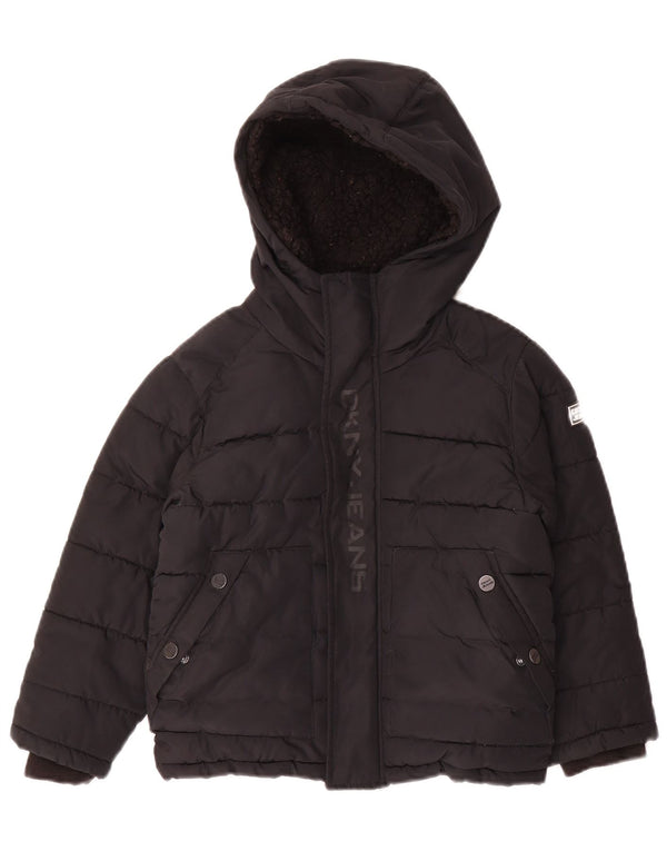 Dkny Boys Jachetă căptușită cu glugă grafică 5-6 ani poliester negru