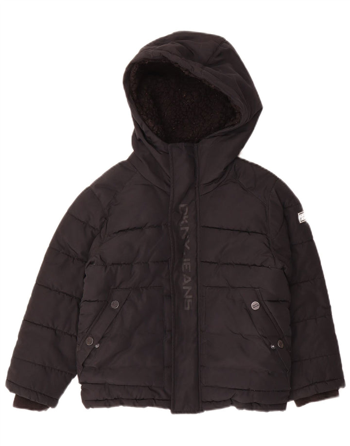 Dkny Boys Jachetă căptușită cu glugă grafică 5-6 ani poliester negru
