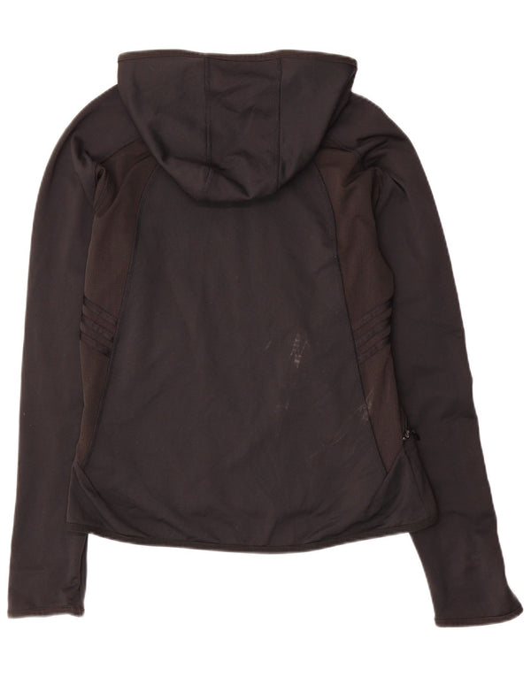 Jachetă de top de trening cu glugă Adidas pentru femei UK 14, mare, negru, colorblock