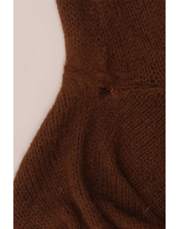 Pulover vintage pentru femei cu gât rulat, UK 12, maro mediu