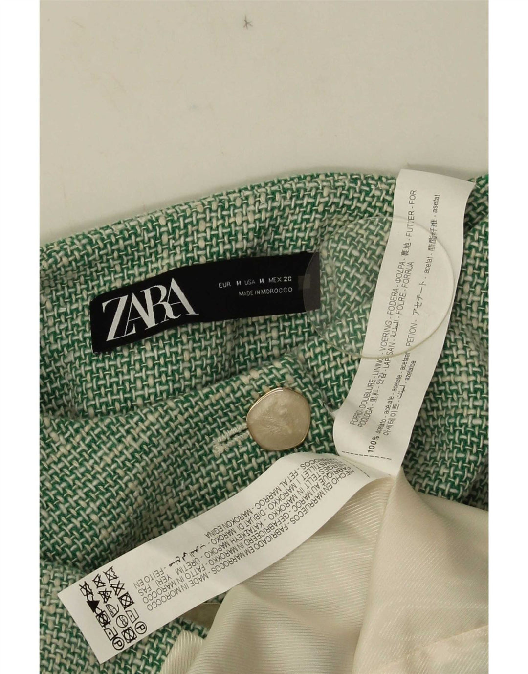 Jachetă Blazer pentru femei Zara cu 3 nasturi UK 14 Acetat verde mediu