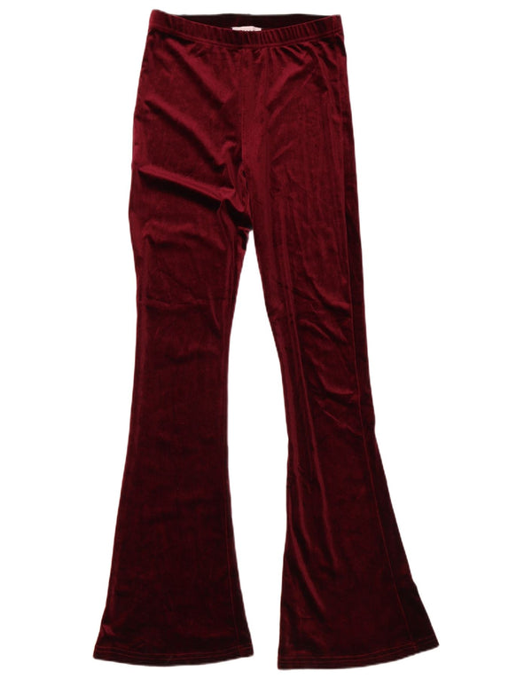 Pantaloni casual Topshop pentru femei din catifea evazați UK 8 Mici W27 L33 Burgundy