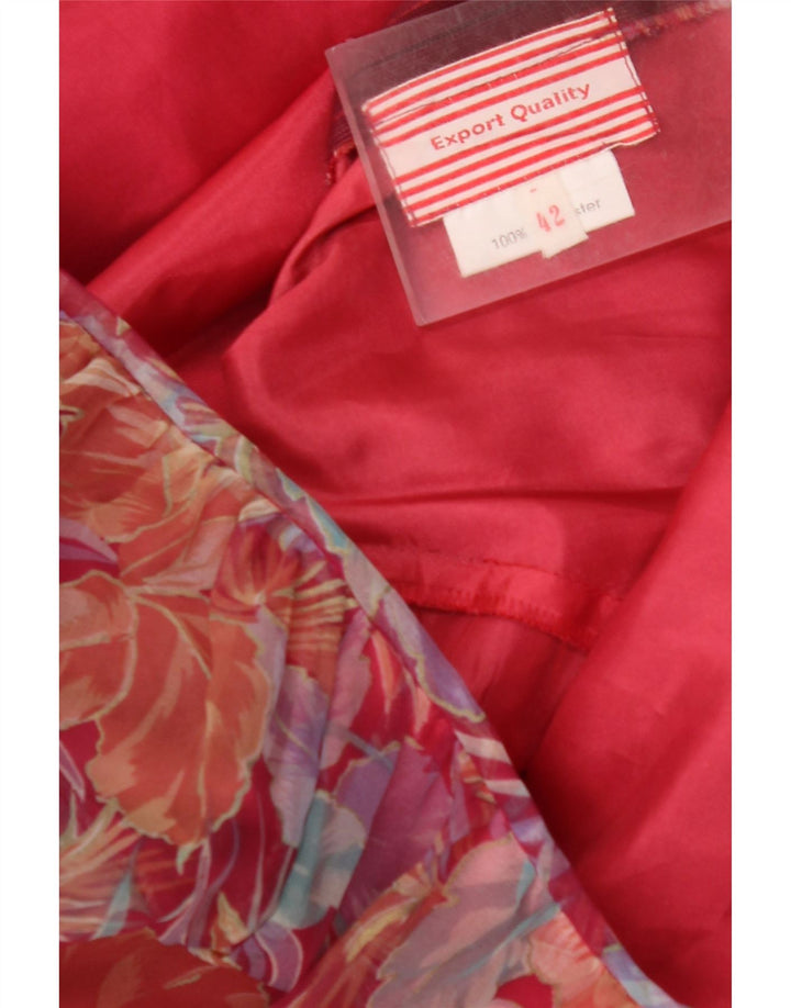Rochie maxi pentru femei VINTAGE cu mâneci 3/4 IT 42 Poliester Floral Roșu Mediu
