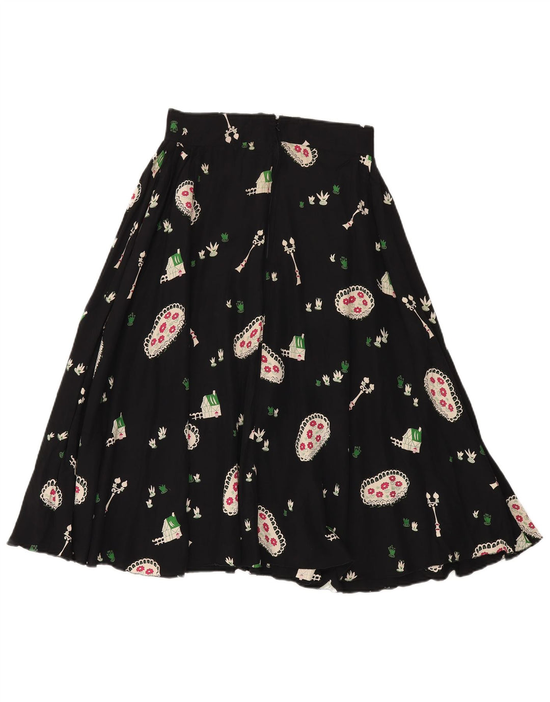 Fusta evazată pentru femei Vintage W28 Medium Black Floral