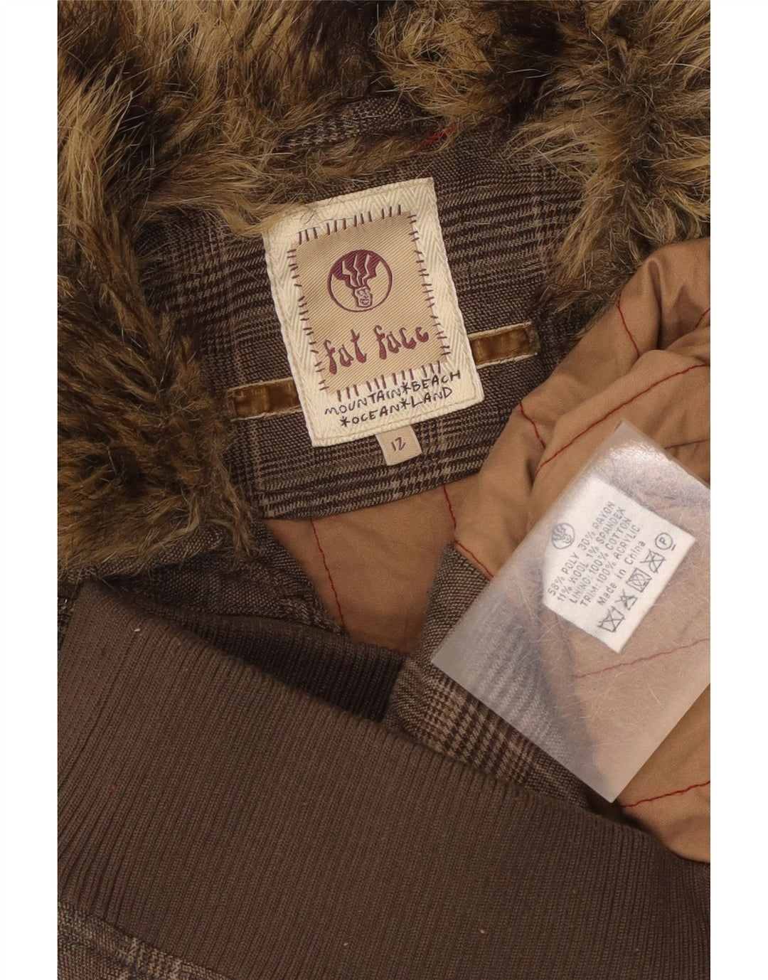 Fat Face Gilet pentru femei UK 12 Medium Brown Houndstooth Poliester
