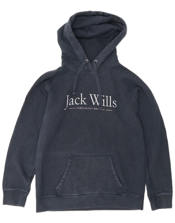 Jack Wills Pulover cu glugă cu grafic pentru femei UK 12 Medium, bleumarin, bumbac