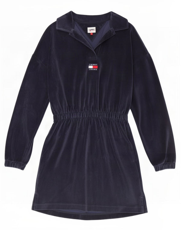 Rochie oversize din velur pentru femei Tommy Hilfiger UK 10 Mic Bleumarin