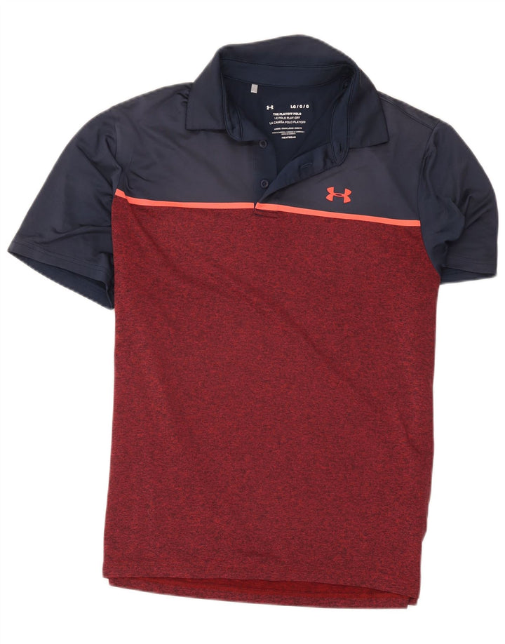 Cămașă polo Under Armour pentru bărbați, mare, din poliester color block, bordeaux
