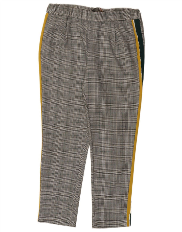 Pantaloni Drepți Casual ZARA Femei L28 L27 Gri Poliester în carouri