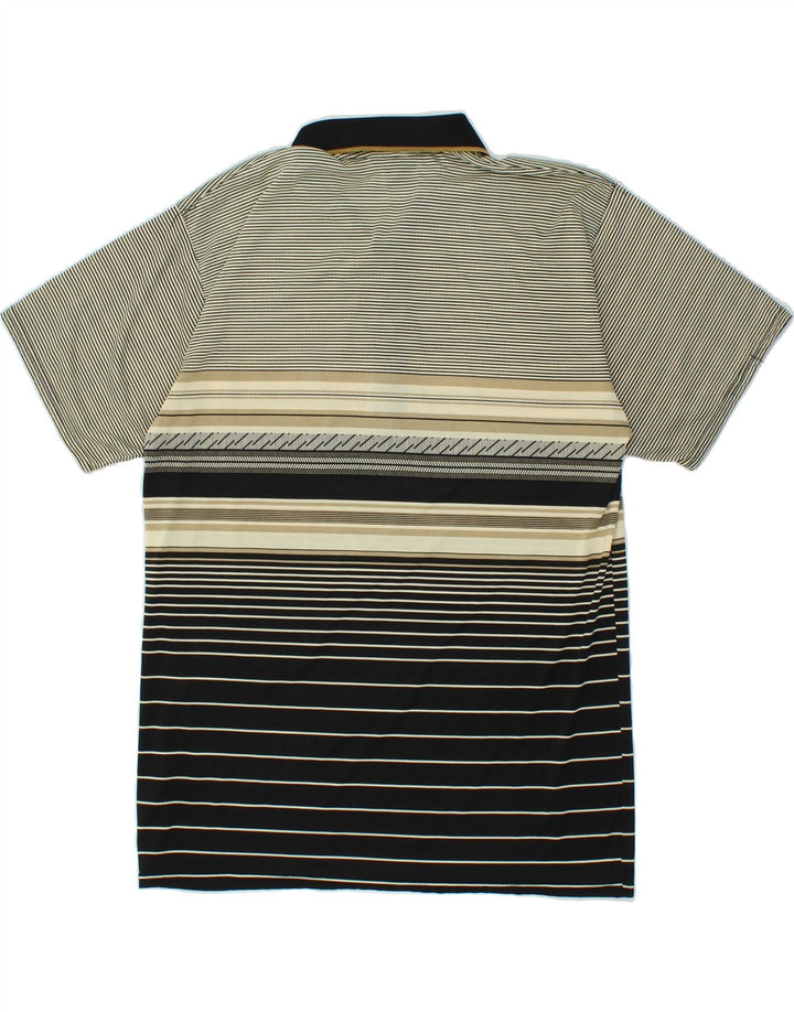 VINTAGE Tricou polo pentru bărbați, poliester cu dungi gri mediu