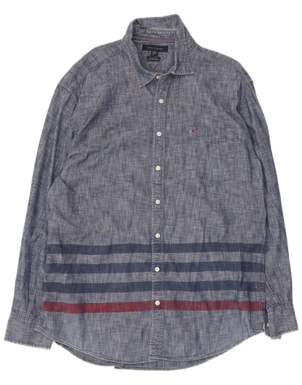 Cămașă personalizată pentru bărbați Tommy Hilfiger Mărimea 18 1/2 2XL Bleumarin cu dungi