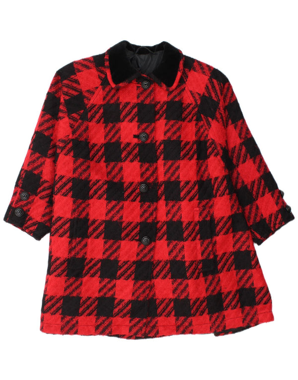 Palton supradimensionat pentru femei Vintage IT 42 Lână virgină cu picior de găin roșu mediu