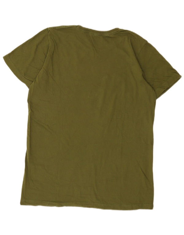 Jeep Mens Regular Graphic T-Shirt Top Medium Green Cotton