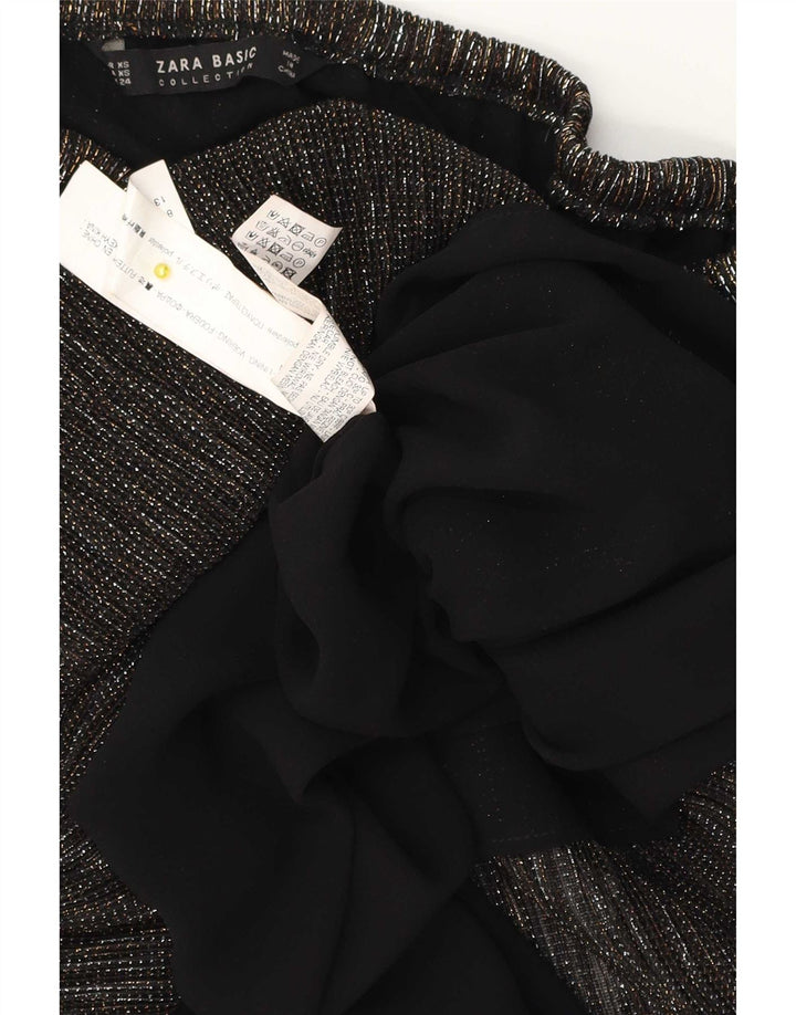Top cu umeri supradimensionat pentru femei Zara UK 4 XS Poliester negru cu pete