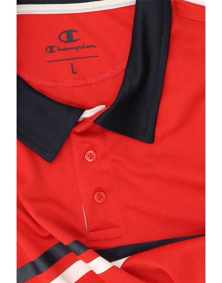 Tricou polo pentru rugby pentru bărbați Champion, cu dungi roșii mari