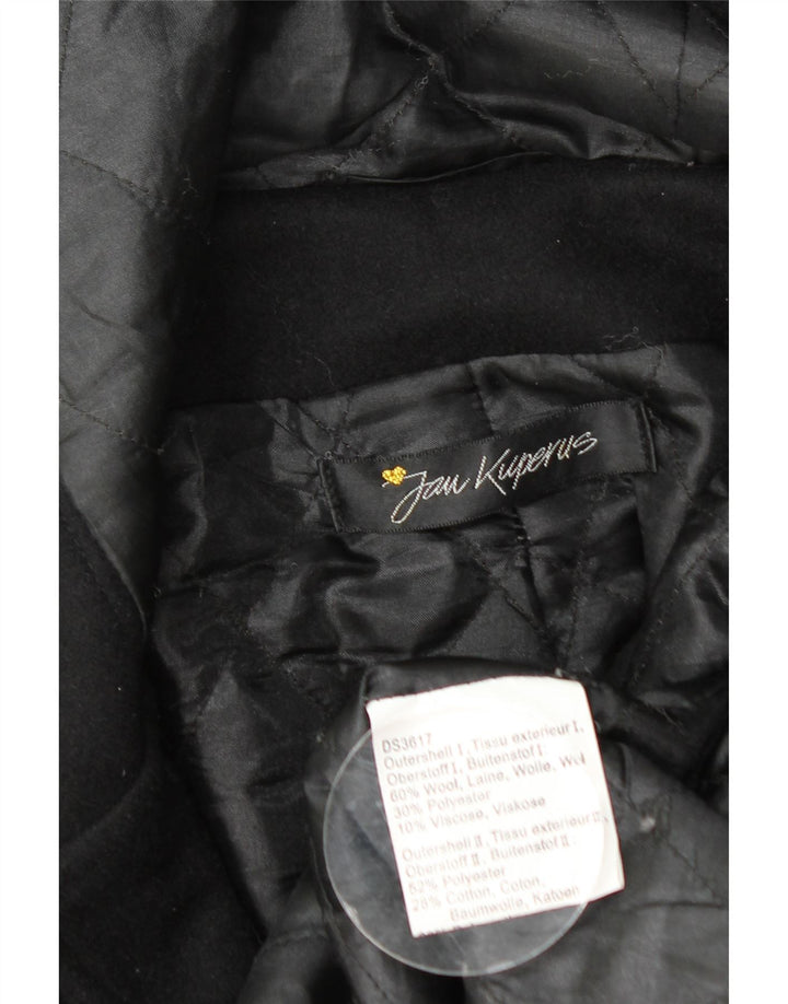 Manson vintage cu glugă pentru femei UK 14 mare lână neagră