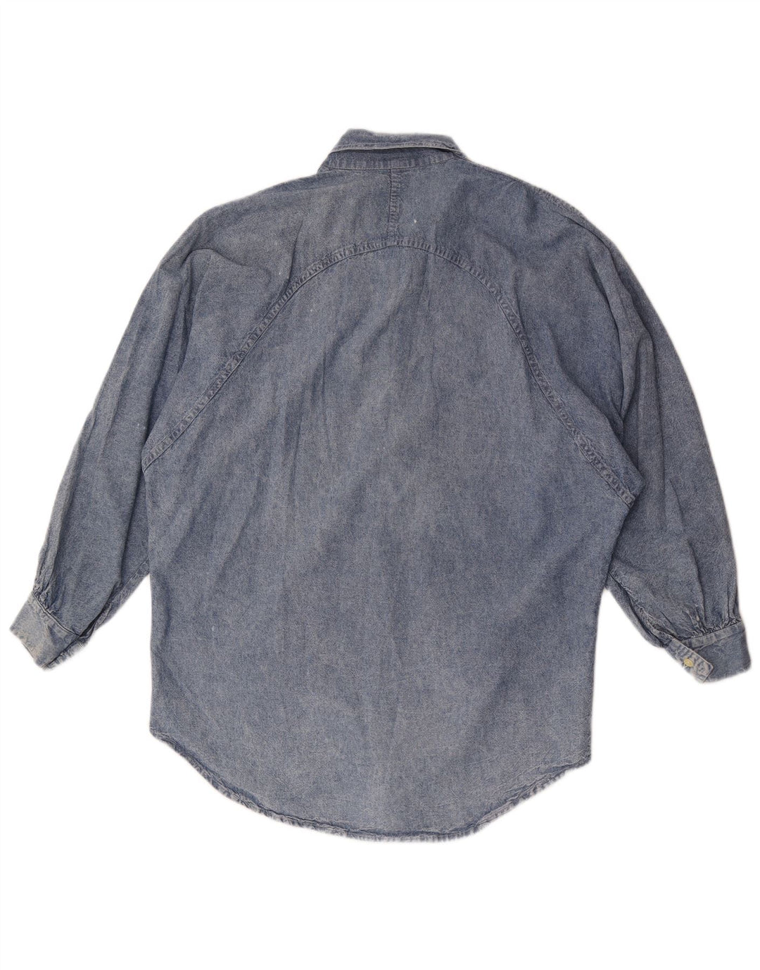 Cămașă vintage de denim supradimensionată pentru femei UK 14, bumbac albastru mediu