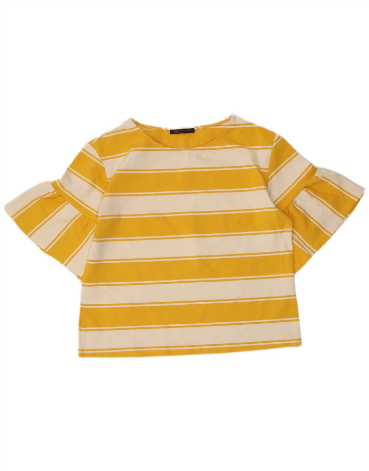 Crop Top pentru femei Marks & Spencer UK 14 mare, bumbac cu dungi galbene