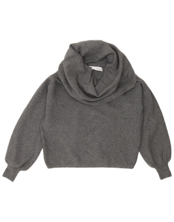 Pulover pentru femeie cu gât rulat Zara UK 10 mic, gri, viscoză