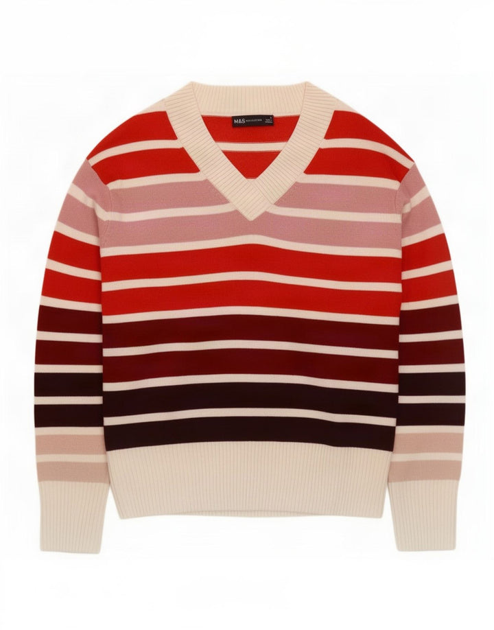 Pulover cu decolteu în V pentru femei Marks & Spencer UK 8 mic multicolor