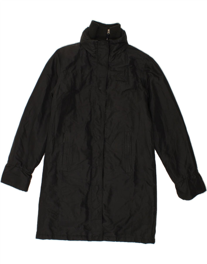 WOOLRICH Womens Overcoat UK 14 Medium Black Polyester Vintage Woolrich and Second-Hand Woolrich from Messina Hembry 