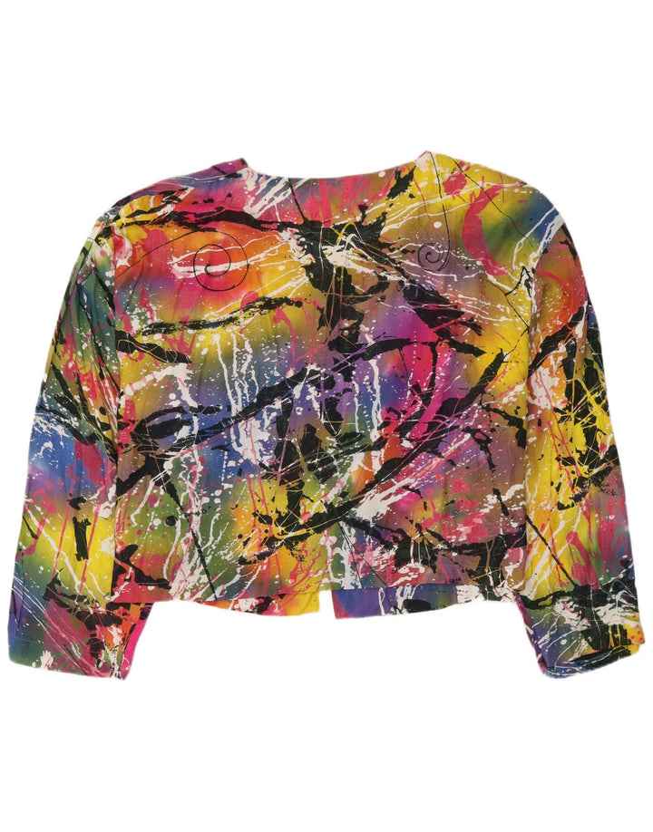 Jachetă vintage pentru femei cu model abstract, UK 22 3XL, multicoloră