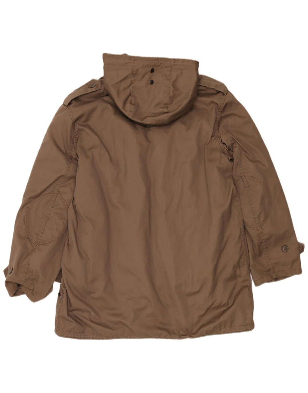 Pardesiu cu glugă vintage pentru bărbați UK 42 XL poliester maro