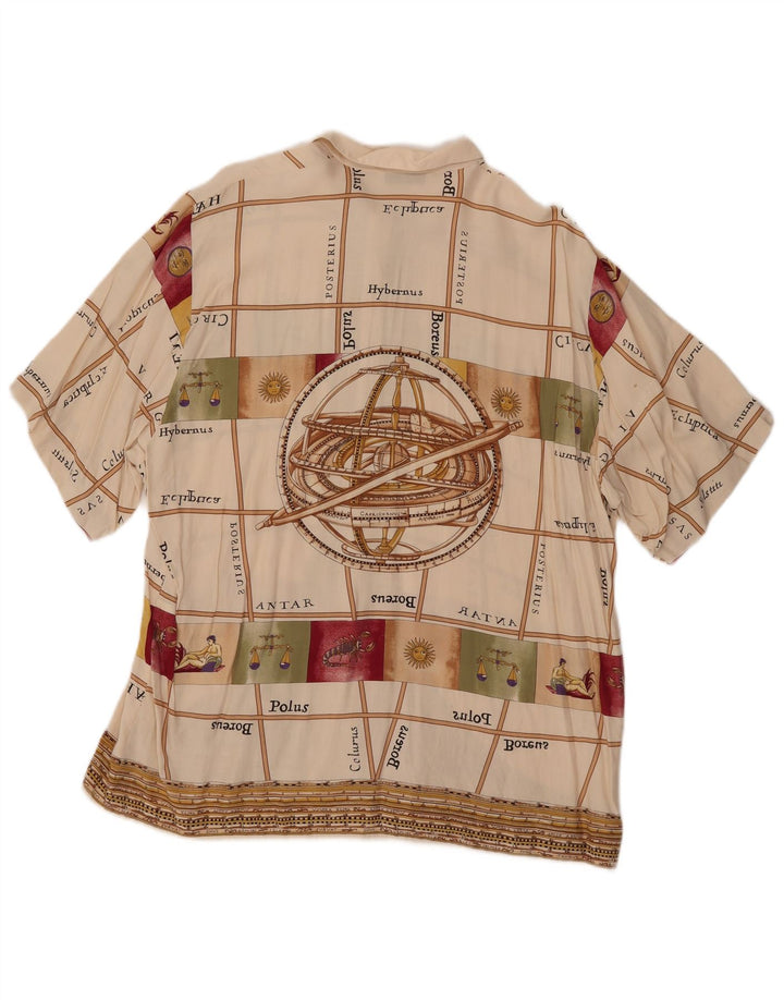 Bluză cămașă cu grafică pentru femei MARCELLO CIONI IT 48 XL alb catifelat