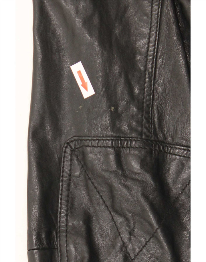 Jachetă din piele pentru bărbați Massimo Dutti UK 42 XL din piele de oaie neagră