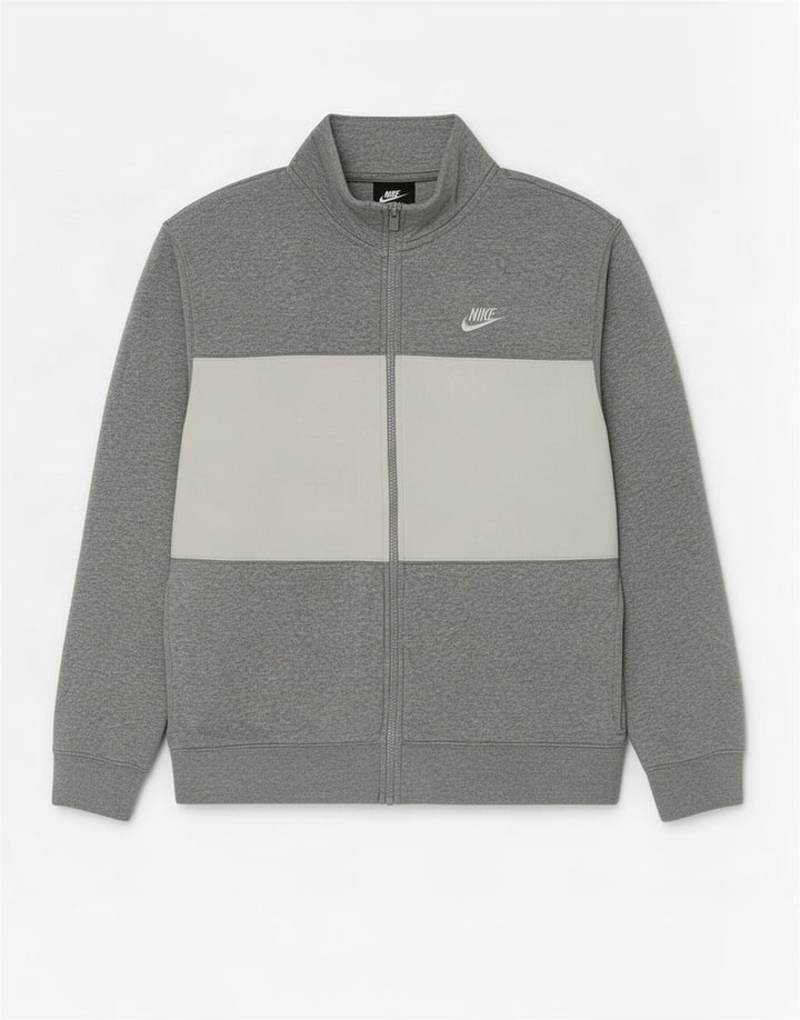 Jachetă de trening Nike pentru bărbați, bumbac color bloc, gri mediu