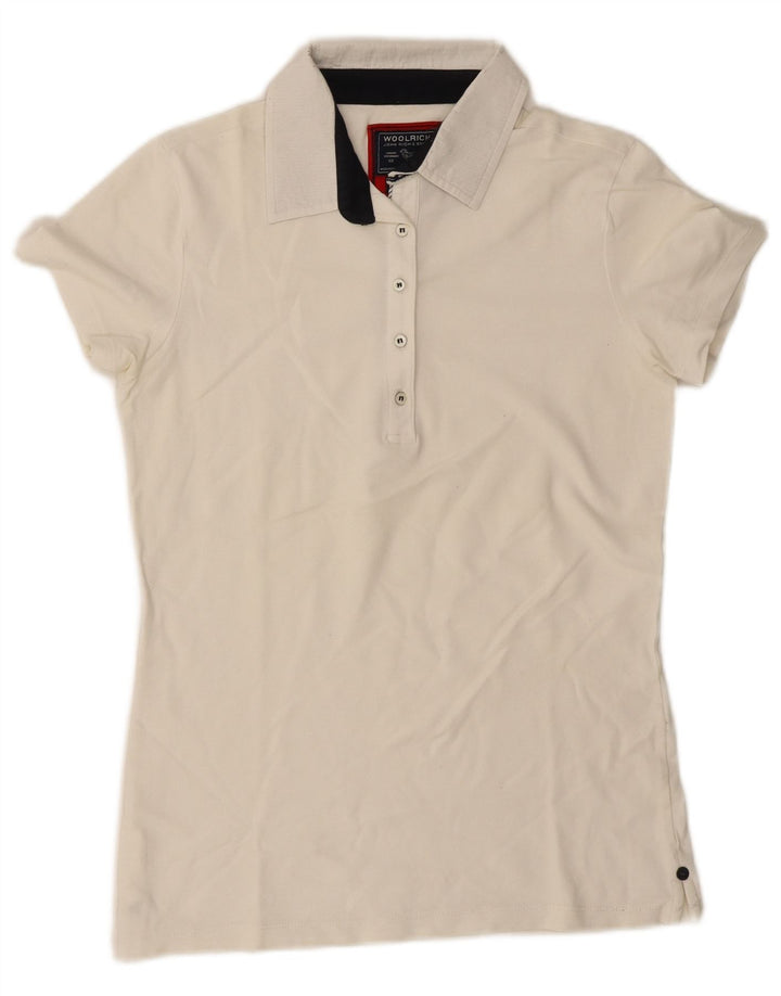 Tricou polo Woolrich pentru femei UK 14 Large Off White