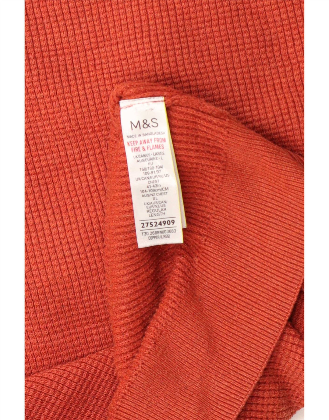Pulover pentru bărbați Marks & Spencer cu gât roșu, poliester portocaliu mare
