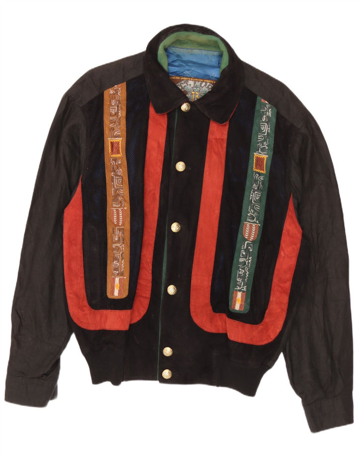 Umberto Bilancioni Bomber Jacket pentru bărbați UK 38 Medium Black Geometric