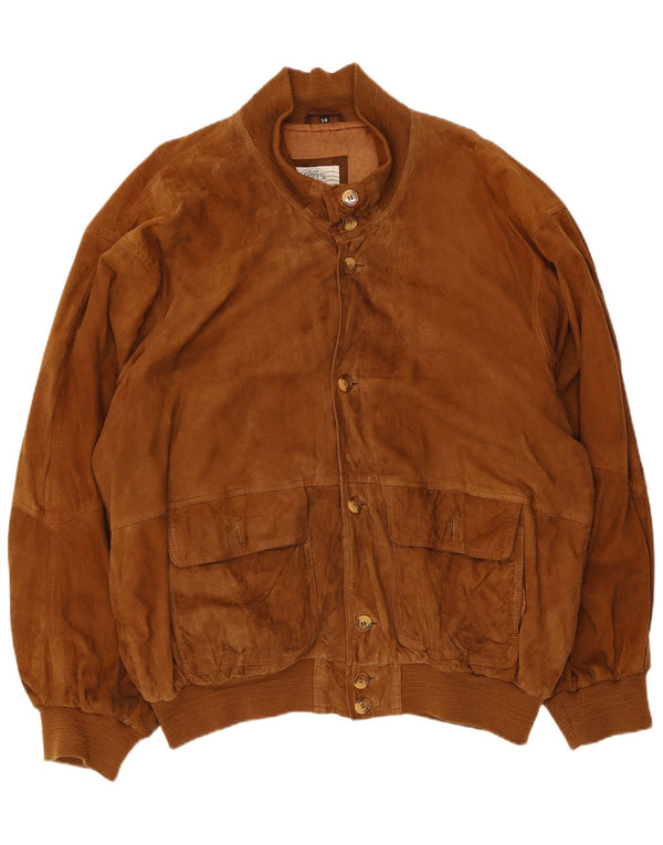 Bomber vintage pentru bărbați din piele intoarsa UK 44 2XL din piele maro