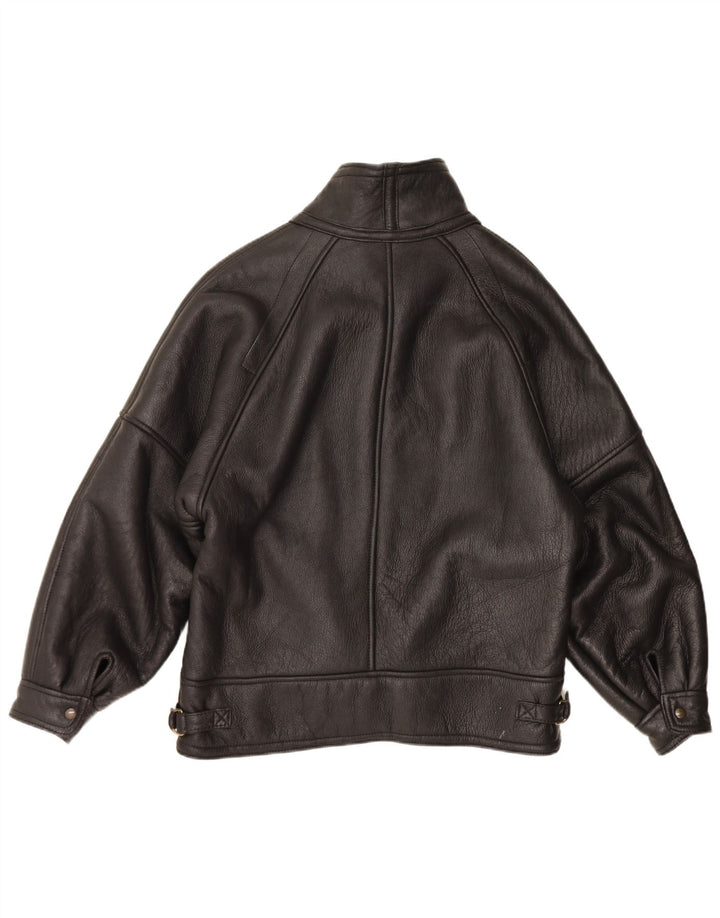 Jachetă vintage pentru bărbați din shearling IT 54 2XL negru din shearling