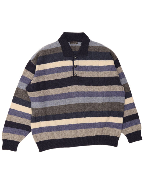 Il Granchio Pulover cu gât polo pentru bărbați, 2XL, cu dungi multicolore