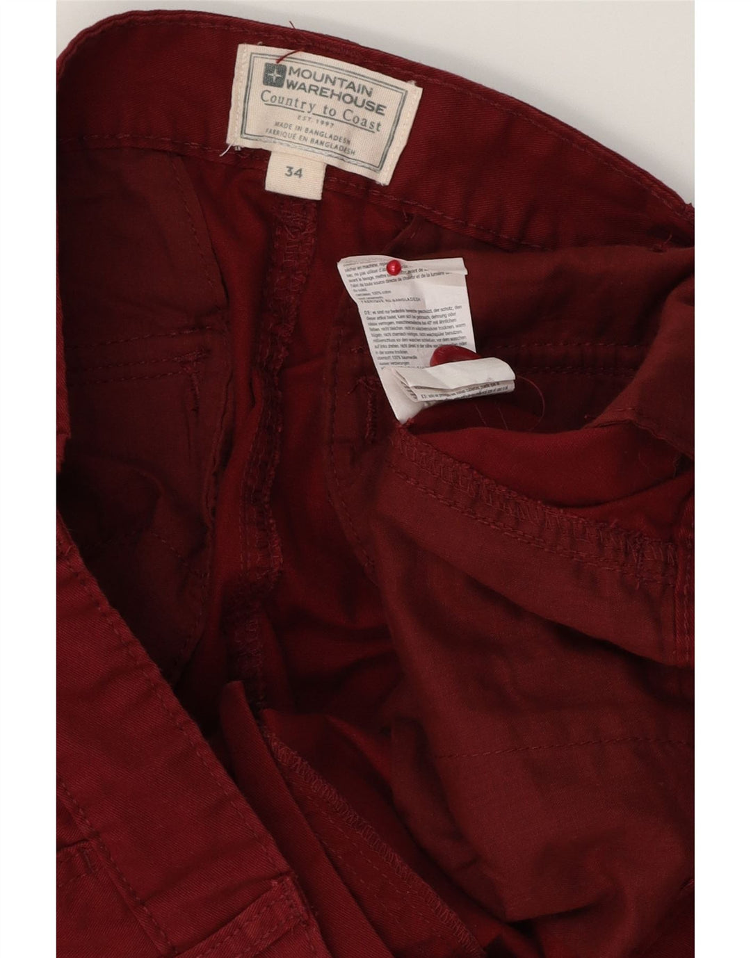 MOUNTAIN WAREHOUSE Pantaloni scurți cargo pentru bărbați W34, bumbac burgundy mare