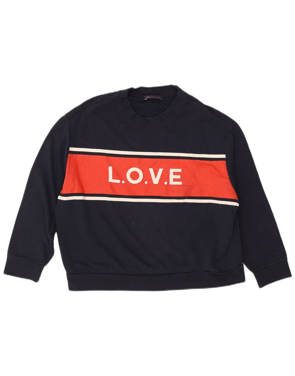 Pulover cu grafic pentru femei Marks & Spencer, UK 14 Medium Bleumarin