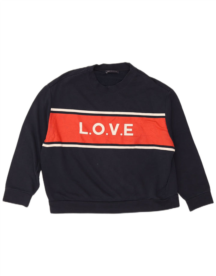 Pulover cu grafic pentru femei Marks & Spencer, UK 14 Medium Bleumarin