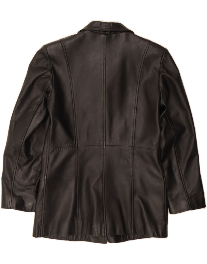 SARDAR Womens Leather Coat UK 14 Medium Black Leather Vintage Sardar and Second-Hand Sardar from Messina Hembry 