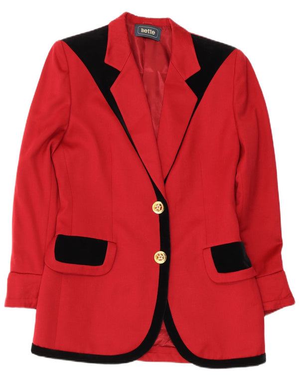 Vintage Womens 2 Button Blazer Jacket UK 12 Medium Red Colorblock
